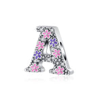 Pink & Purple Flower Letter A~Z Alphabet Charm