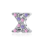 Pink & Purple Flower Letter A~Z Alphabet Charm