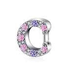 Pink & Purple Flower Letter A~Z Alphabet Charm
