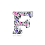 Pink & Purple Flower Letter A~Z Alphabet Charm
