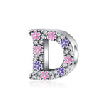 Pink & Purple Flower Letter A~Z Alphabet Charm