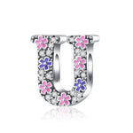 Pink & Purple Flower Letter A~Z Alphabet Charm