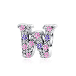 Pink & Purple Flower Letter A~Z Alphabet Charm