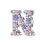 Pink & Purple Flower Letter A~Z Alphabet Charm
