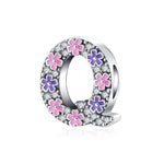 Pink & Purple Flower Letter A~Z Alphabet Charm