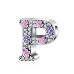 Pink & Purple Flower Letter A~Z Alphabet Charm
