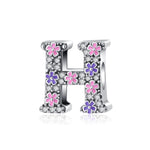 Pink & Purple Flower Letter A~Z Alphabet Charm