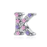 Pink & Purple Flower Letter A~Z Alphabet Charm
