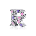 Pink & Purple Flower Letter A~Z Alphabet Charm