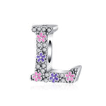 Pink & Purple Flower Letter A~Z Alphabet Charm