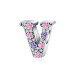 Pink & Purple Flower Letter A~Z Alphabet Charm