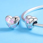 Love Pink Paw Prints Heart Charm