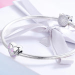 Love Pink Paw Prints Heart Charm