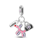 Lucky Balloon Animal, Heart Bag, & Lucky Tag Triple Dangle Charm