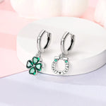 Lucky Clover & Horseshoe Hoop Earrings with Green Crystals
