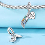 Lucky Feather with Heart Charm