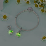 Luminous Dog with Green Crystal Globe Dangle Charm