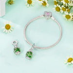 Luminous Dog with Green Crystal Globe Dangle Charm