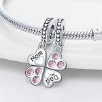 Mom And Dad Clover Double Dangle Charm