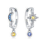 Moon & Star Celestial Charm Hoops