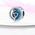Ocean Dolphin and Heart Circle Charm