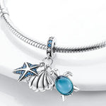 Ocean Starfish Shell and Sea Turtle Triple Dangle Charm