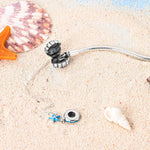 Ocean-Themed Bracelet with Blue Crystal Seashell and Starfish Charms