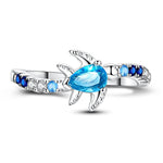 Ocean Turtle with Blue Crystal Ring