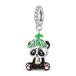 Panda with Leaf Hat Dangle Charm