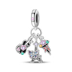 Parisian Guitar, Eiffel Tower, Butterfly, & Floral Ice Cream Triple Dangle Charm