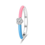 Pink & Blue Enamel Flower Ring