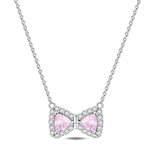 Pink Bow Gemstone Necklace