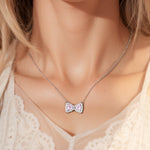 Pink Bow Gemstone Necklace