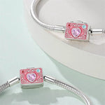 Pink Camera Crystal Heart Snake Chain Bracelet