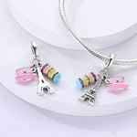 Pink Coffee Macaron Paris Eiffel Tower Triple Dangle Charm