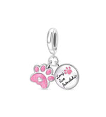 Pink Glitter Pawprint Friendship Double Dangle Charm