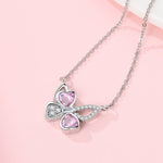 Pink Heart Butterfly Necklace