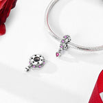 Pink Heart Rose Petal Dangle Charm