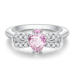 Pink Heart-Shaped Sparkling Stone Ring