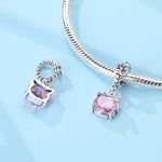 Pink Kitty with Paw Print Dangle Charm