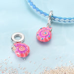 Pink Shell with Blue Stones Dangle Charm