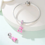 Pink Teddy Bear & Heart Dangle Charm