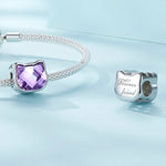Purple Gemstone Cat Bead Charm