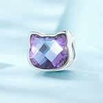 Purple Gemstone Cat Bead Charm