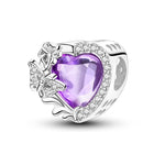 Purple Heart with Butterfly & Crystal Accents Charm