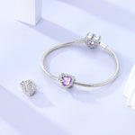 Purple Heart with Butterfly & Crystal Accents Charm