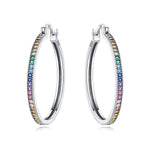 Rainbow Gemstone Hoop Earrings