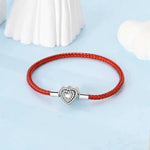 Red Braided Leather Bracelet with Heart Clasp