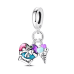 Romantic Heart and Ice Cream Dangle Charm