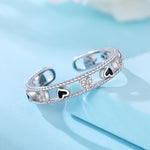 Romantic Open Heart Ring with Crystal Details